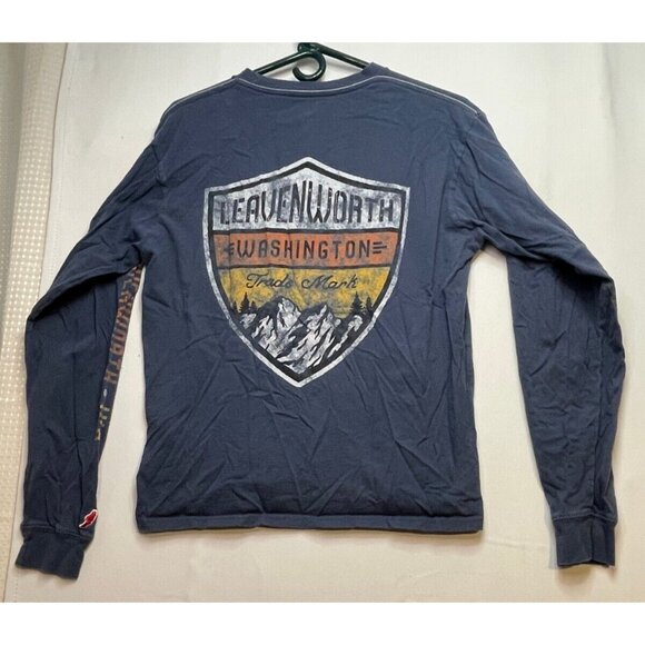 League Leavenworth Washington shirt mens small long sleeve gray blue - Picture 2 of 10